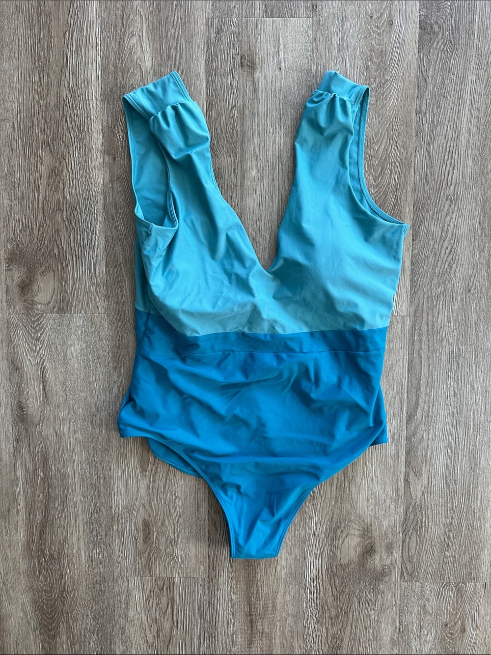 Summersalt The Ruched Backflip One Piece Swimsuit Bluestone & Mist 14 Deep V
